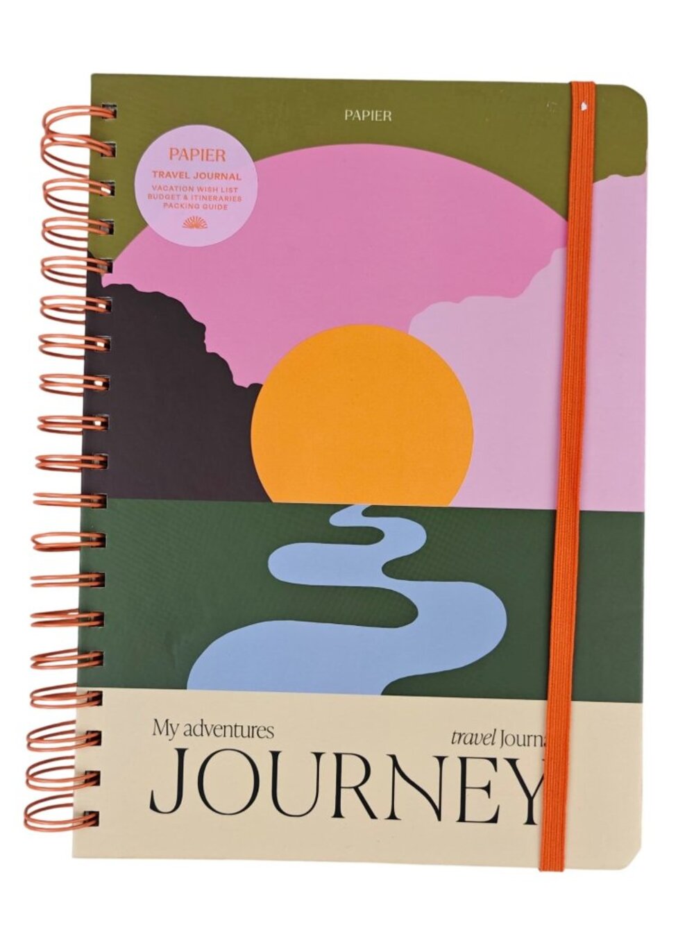 NEW Papier Travel Journal Hardcover Spiral Bound 7.1"x10" Sunset Theme 150 Pgs